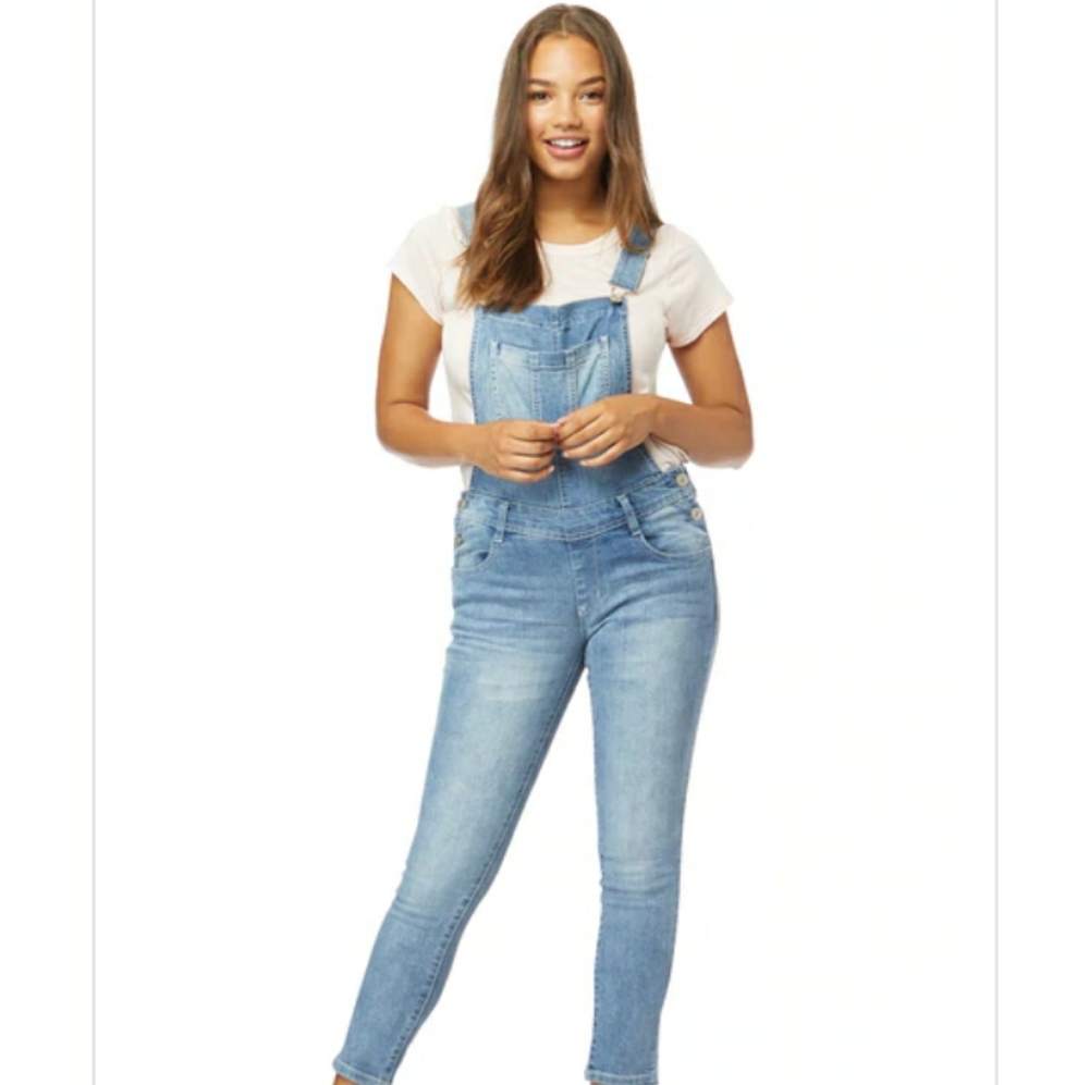 Wallflower InstaStretch Denim Overalls in Amber